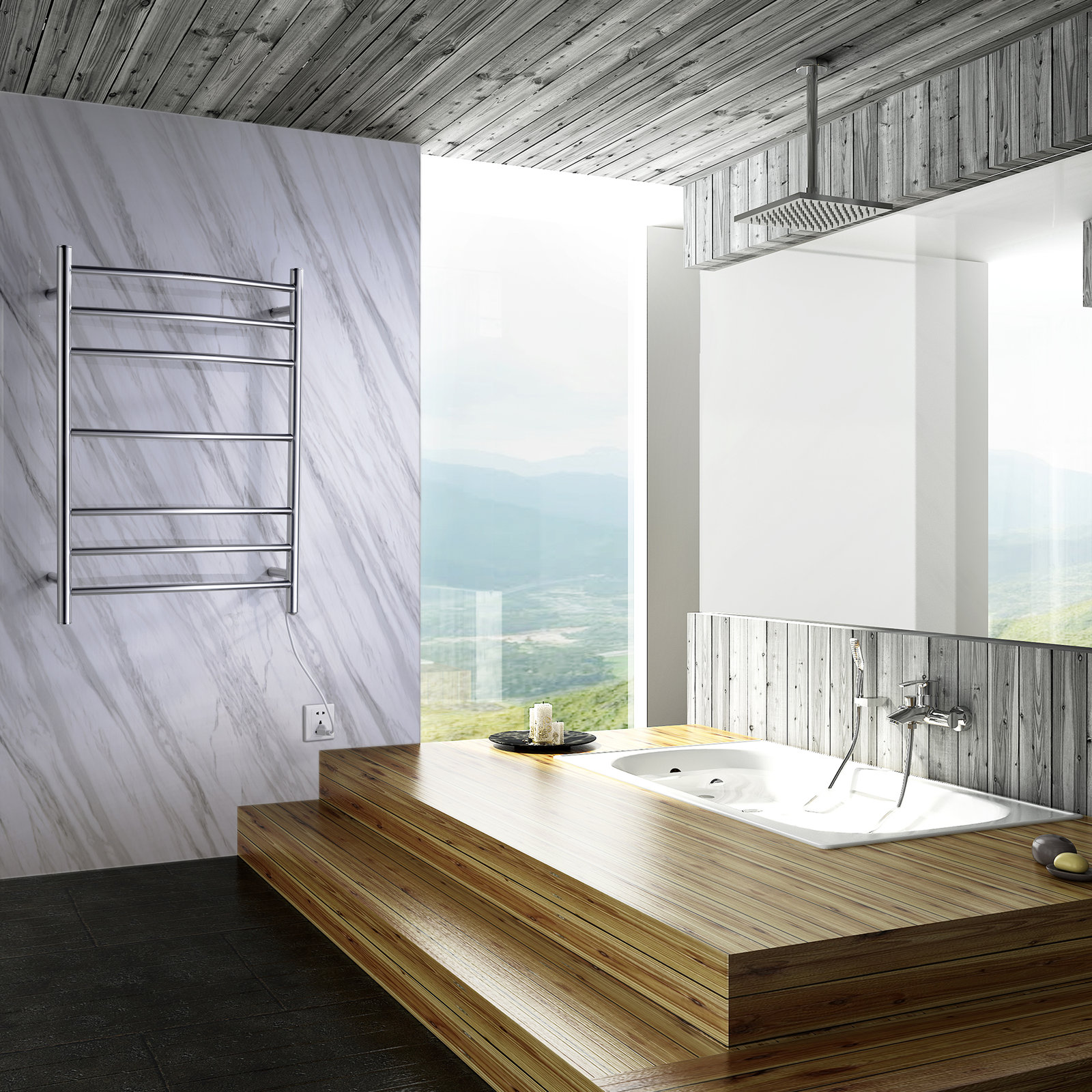 Gown Wall Mount Electric Towel Warmer, Polished Chrome