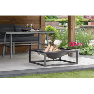 Tervo Square Steel Wood Burning Fire Pit