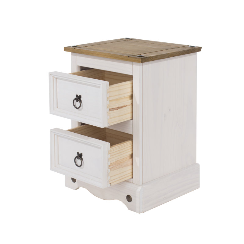 Choe 2 Drawer Compact Bedside Cabinet, Bedside Table, End Table, Corona Design