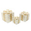 Coffrets-cadeaux rayés or et argent (3 pièces) avec nœuds à paillettes, décoration extérieure lumineuse pour les fêtes