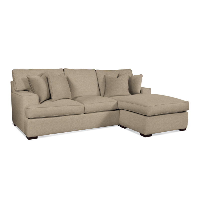 Sadie 97" Wide Reversible Sofa & Chaise with Ottoman, Java Finish, Oatmeal Crypton Performance; 0822-74