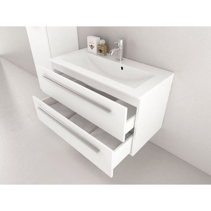 Libato 900mm Wall Mounted Vanity Unit Base, White