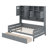 Wooden Daybed With Double Drawers And Shelving Unit-260122267-260122270