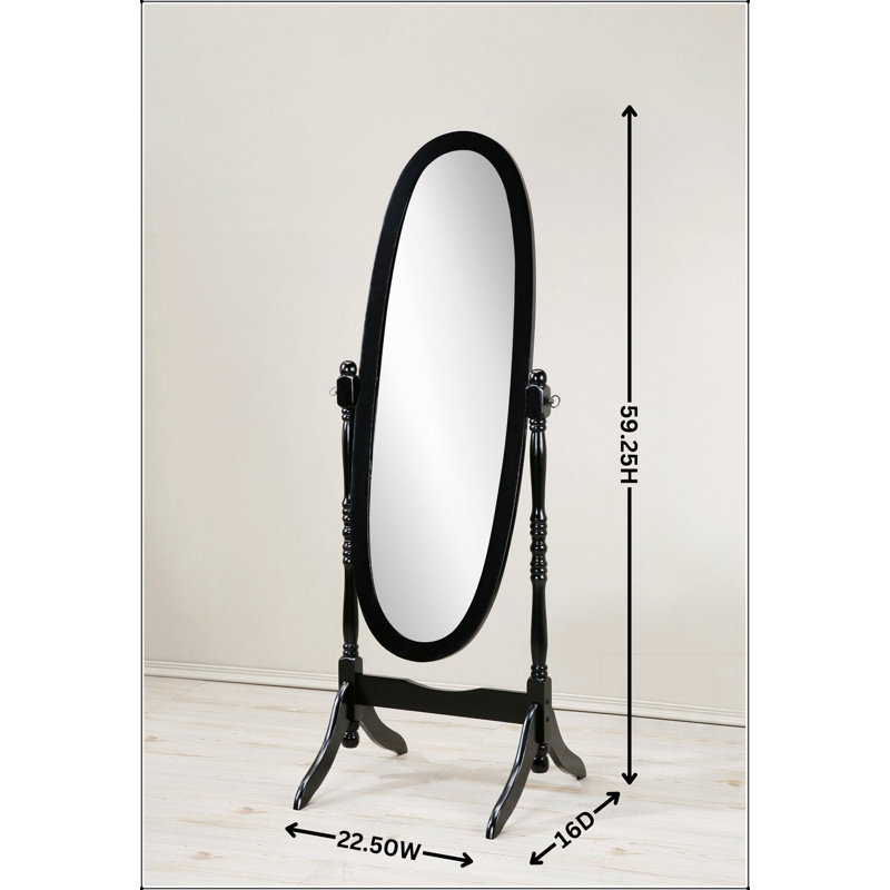 Traditional Queen Anna Style Wood Floor Cheval Mirror, Silver Finish, Adjustable For Full-Body Reflection And Elegant Decor