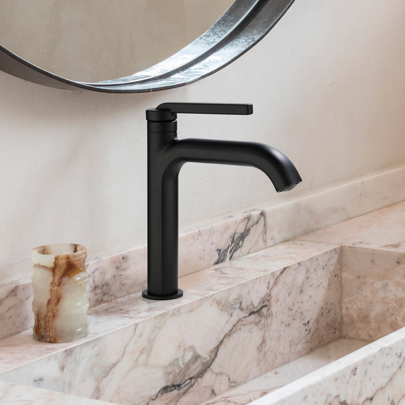 Robinet de lavabo pour salle de bain à poignée simple 9,04 po, Noir mat