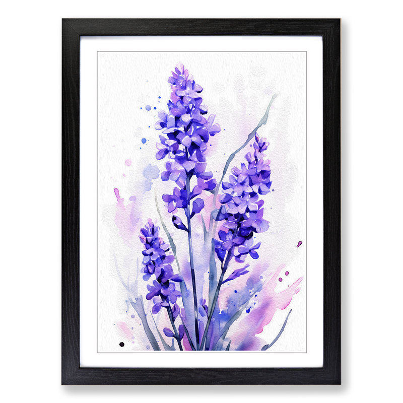 Lavender Flower Gestural Art - Framed Print, Black Framed, 46cm H x 34cm W x 2cm D