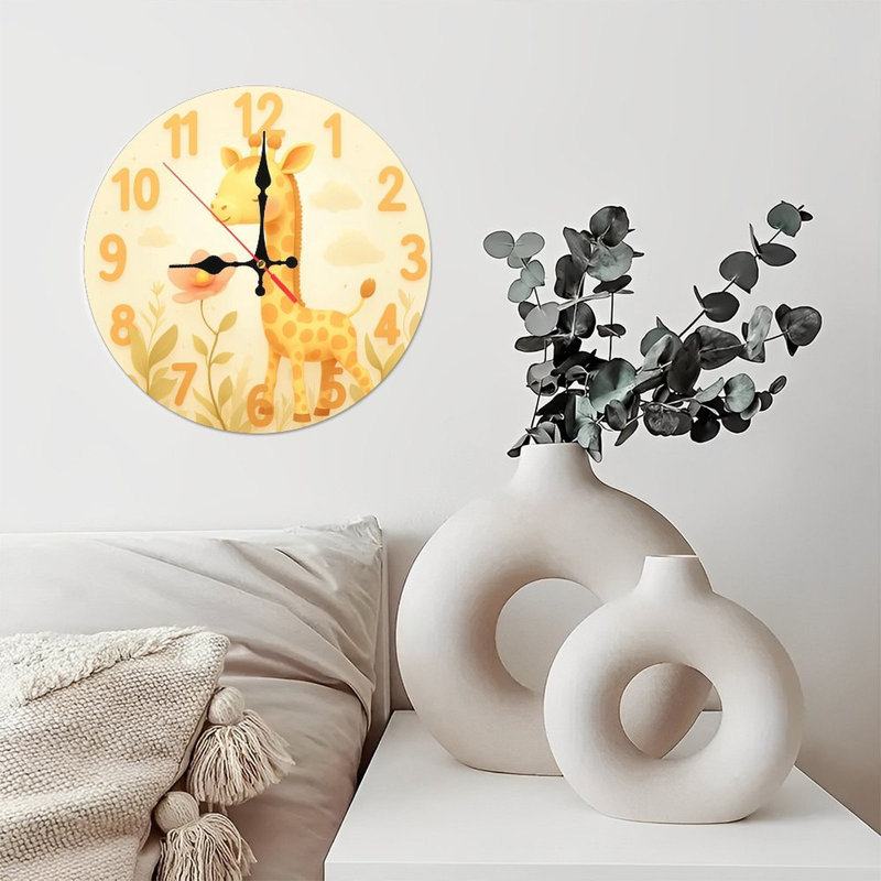 Jolie horloge girafe, décoration de chambre d'enfant