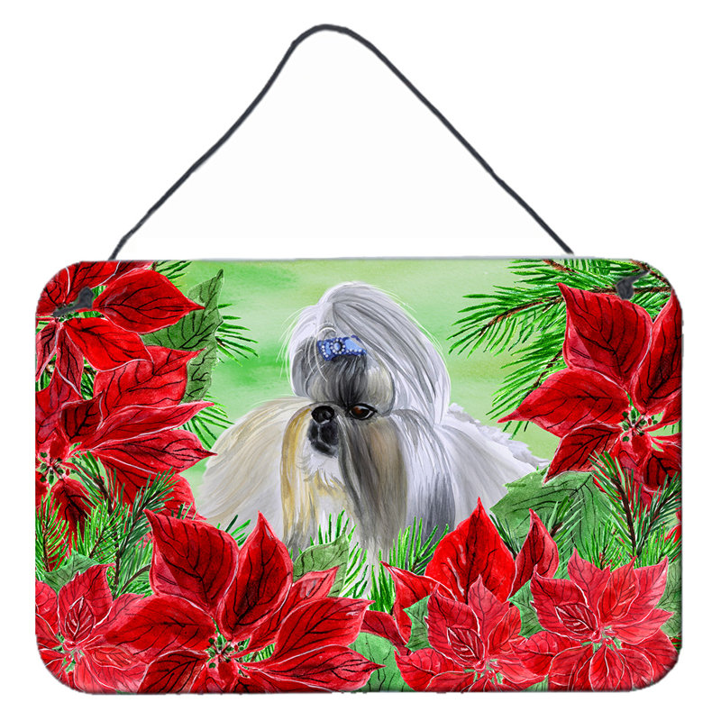 Landscape & Nature Wall Decor on Metal, Shih Tzu Poinsettas