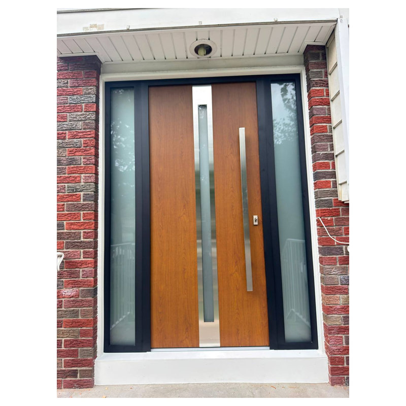 Porte d'entrée vitrée en métal 36 po x 80 po Deux, Côté droit