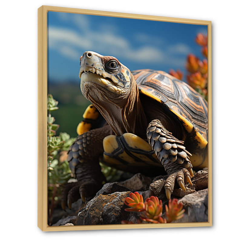 Turtles Journey Portrait, reproduction d'art sur toile, Cadre naturel flottant, H 44 po x l 34 po x P 1,5 po