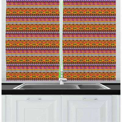 Mexican Geometric Tailored Kitchen Curtain
