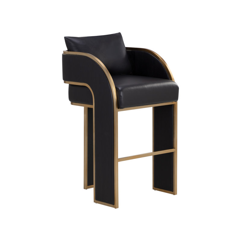 BAZ Upholstered Stool, Bar Stool (30” Seat Height), Black