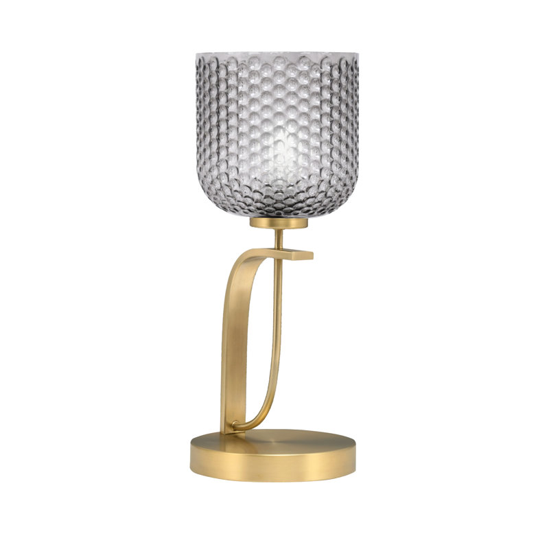 Lampe d'appoint Colleps Cavella avec verre fumé texturé 7 po, Laiton New Age