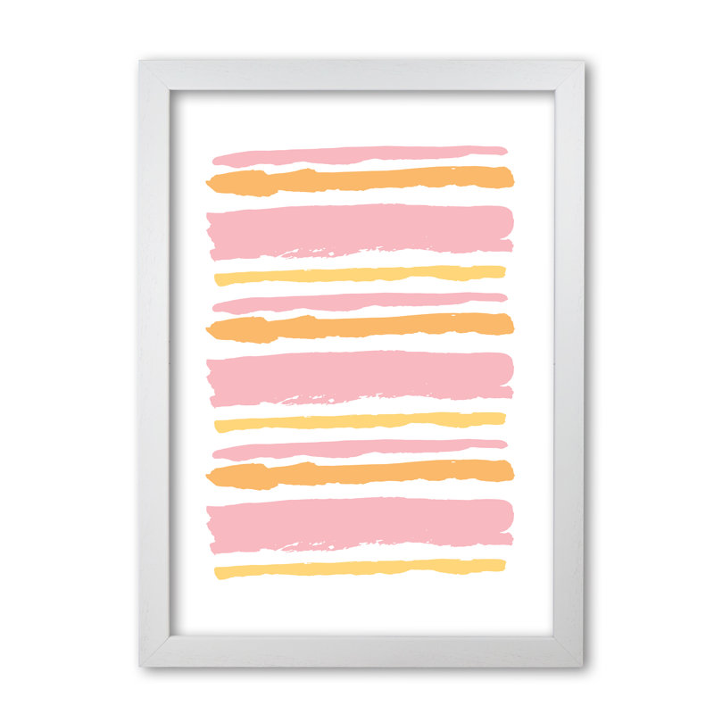Pink Contrast Abstract Stripes - Print, 42 cm H x 30 cm W x 5 cm D, White Grain Frame