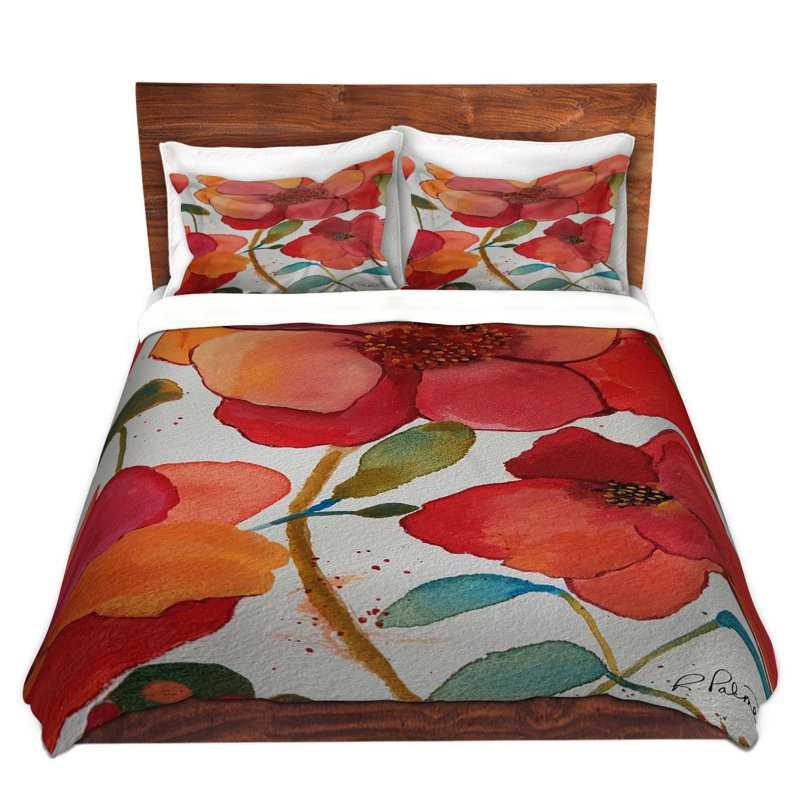 Ensemble de housse de couette en microfibre DiaNoche par Ruth Palmer - rose orange floral 2
