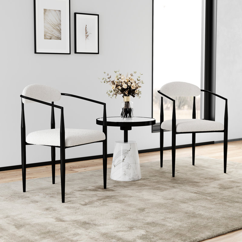2 chaises de salle à manger de style Mid-Century moderne, rondes avec revêtement et pieds en métal pour la cuisine, 2 chaises élégantes
