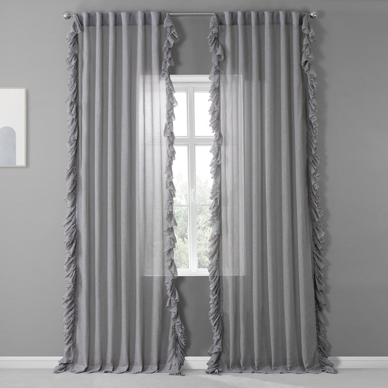 Rideaux transparents en lin Lucienne, l 50 po x L 84 po, Nickel