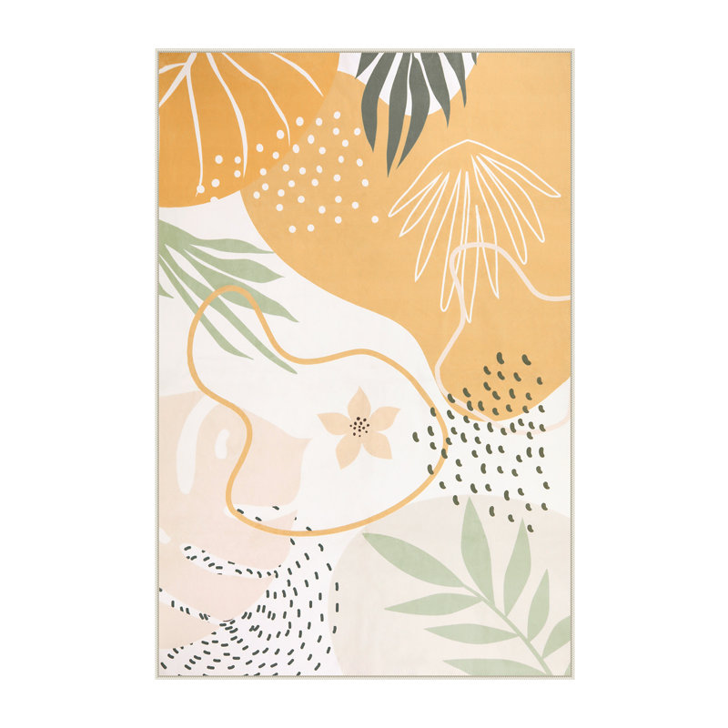 Kaldi Vibrant Spring Floral Print Machine Washable Area Rug with Non-Slip Backing for Living Room, Dining Room, Bedroom