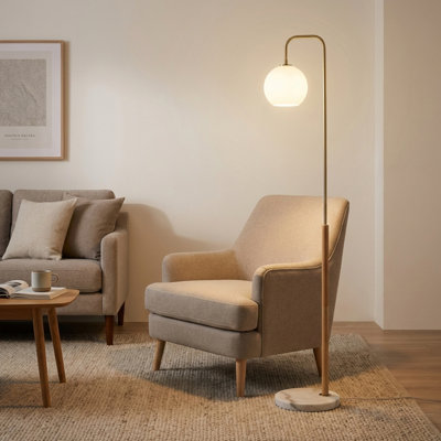 Lampe sur pied avec abat-jour blanc Aldona