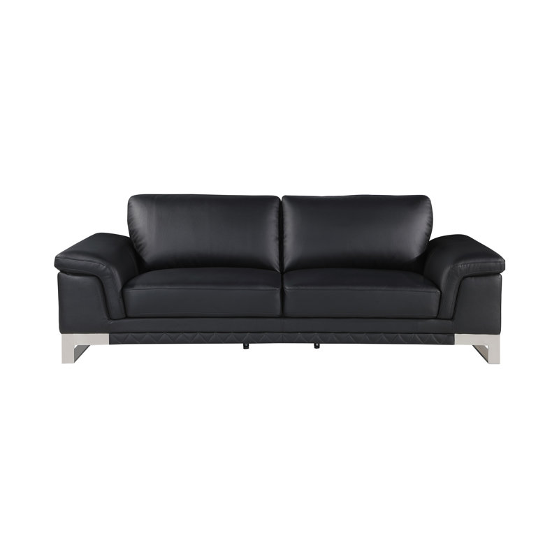 Causeuse en cuir italien à grain supérieur, Noir