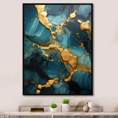 Or et vert topaze agate granit II - impression d'art abstrait mural