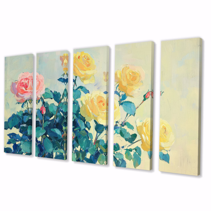 Brady - - Roses, décoration murale - Art mural moderne décoratif, H 28 po x l 60 po, 5