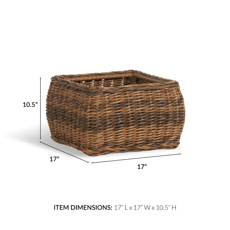 Hand Woven Wicker Decorative Basket, 10.5" H x 17" W x 17" D