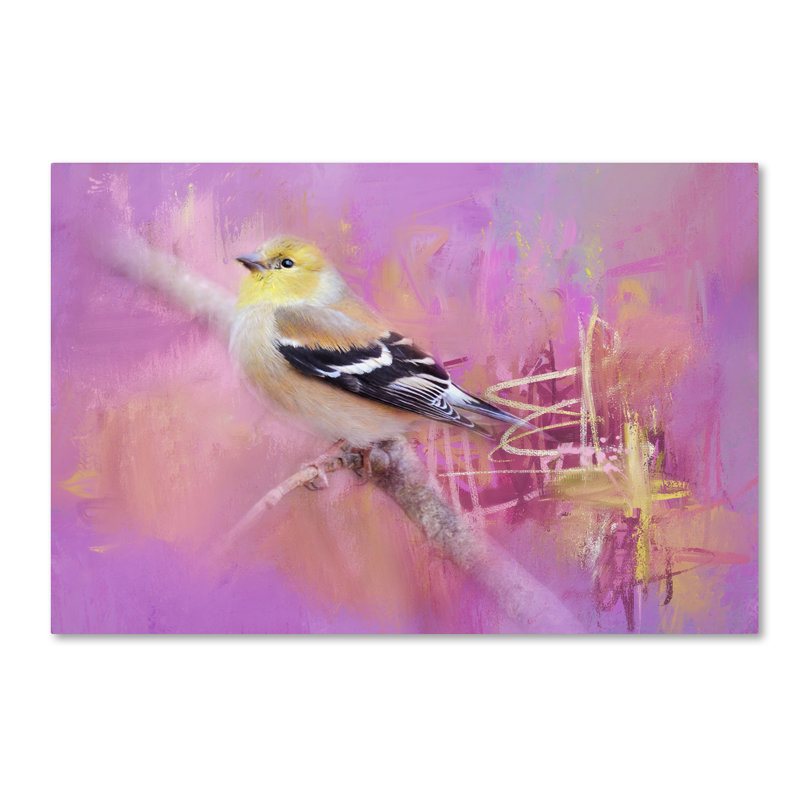 Vidur «Abstract Goldfinch», reproduction d'impression sur toile tendue, H 22 po x l 32 po