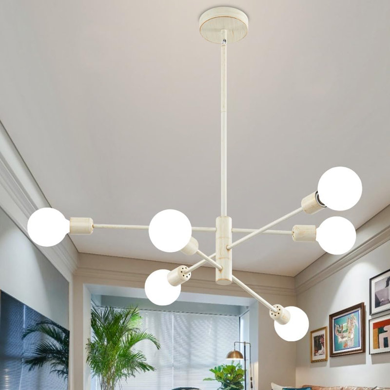 Lustre à 6 lumières Logahn, Blanc, H 5,12 po x l 16,14 po