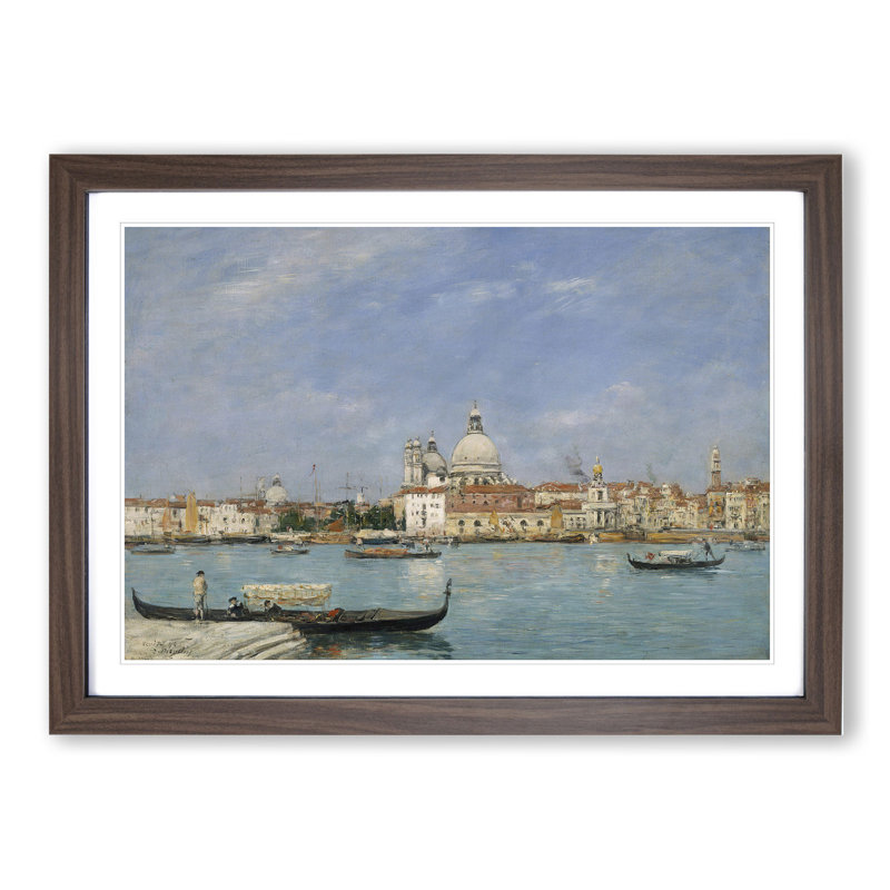 Venice Santa Maria Della Salute by Eugene Boudin - Picture Frame Painting, 27cm H x 36cm W x 2cm D, Walnut Framed