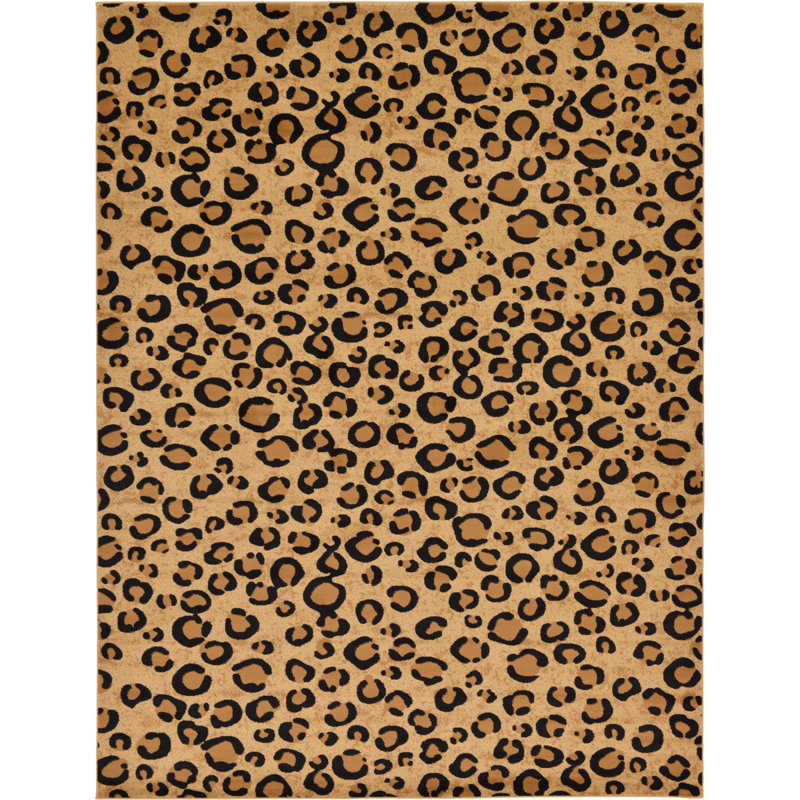 Tapis brun clair à imprimé animal Testerman, Rectangle 9 pi x 12 pi