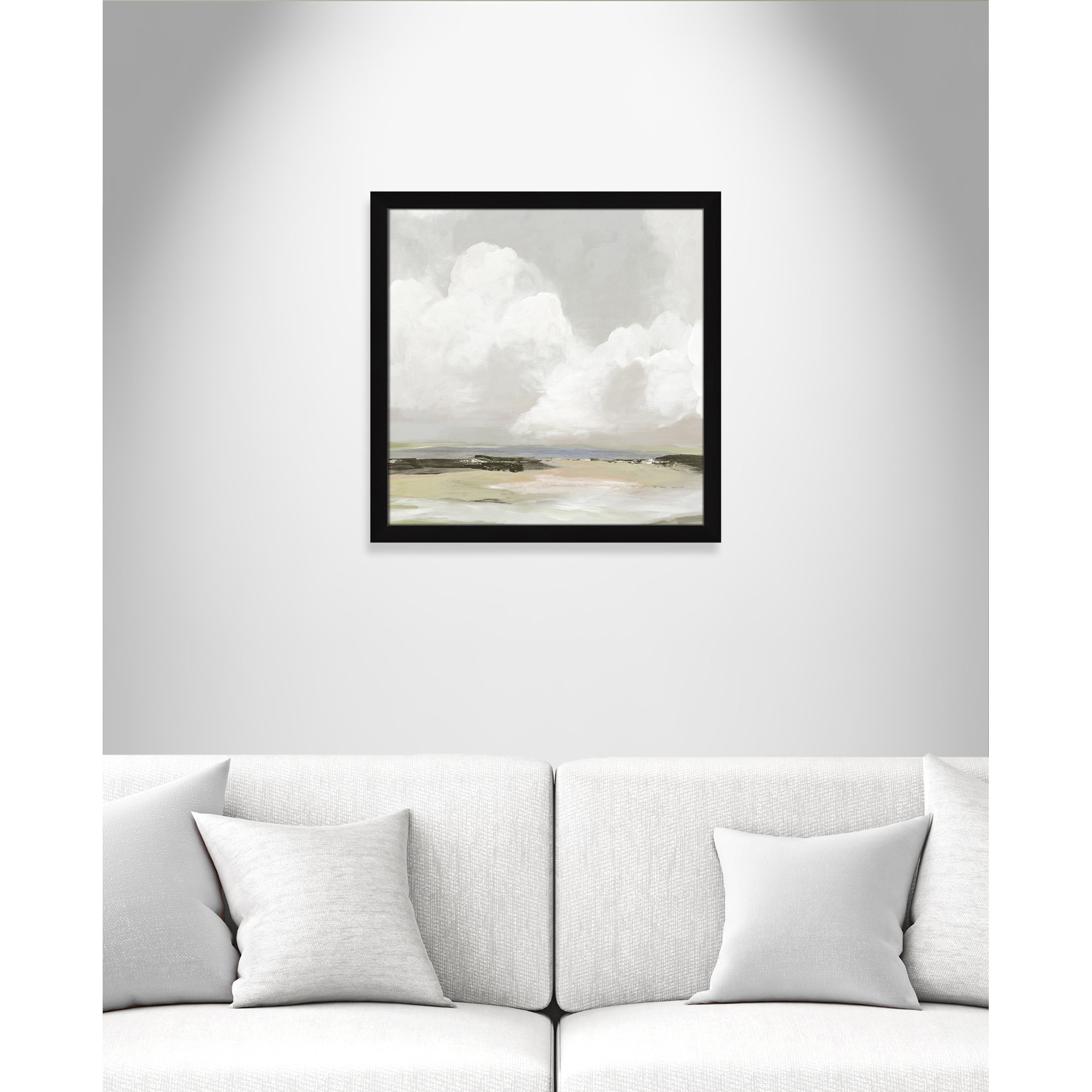 Soft Clouds - Picture Frame Painting Print, 24.5" H x 24.5" W x 1.12" D, Black Framed