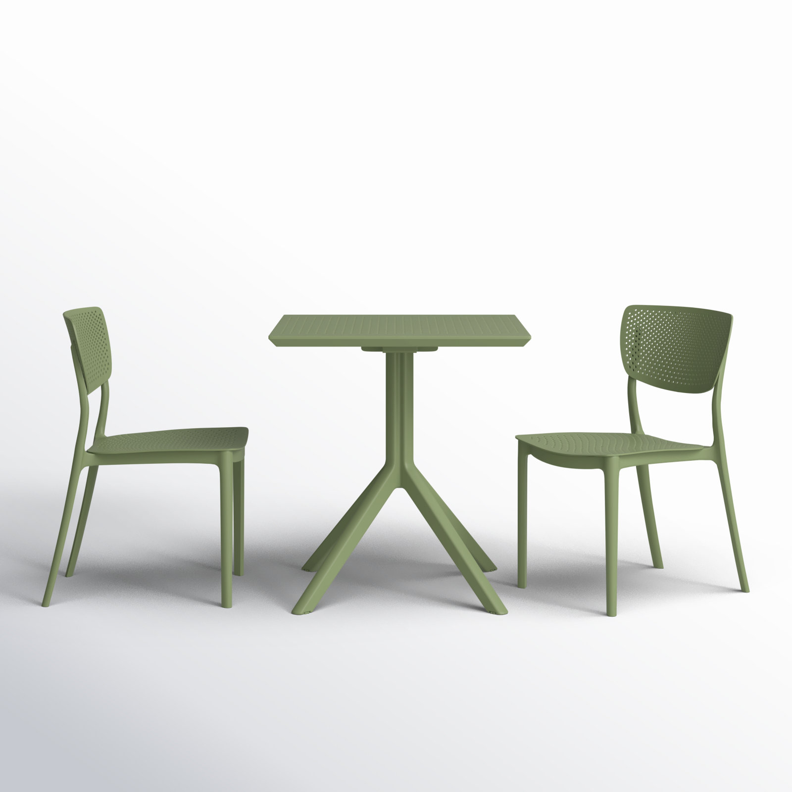 Farrah 31" Square 2-Person Bistro Set, 27.5" D x 27.5" W x 29.5" H, Olive Green