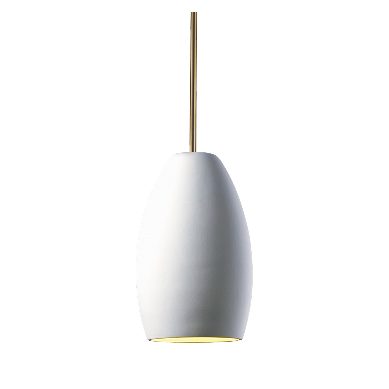 Marieke Single Light Ceramic Dimmable Pendant, Antique Brass, Bisque