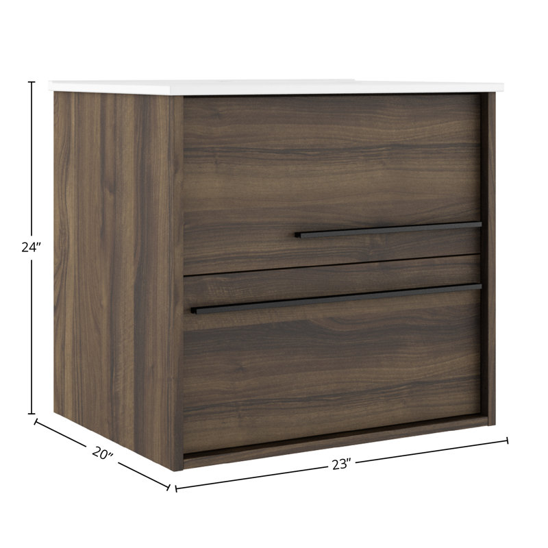 Meuble-lavabo de salle de bain Collection AQUA par DAX, L 24 po, Brun