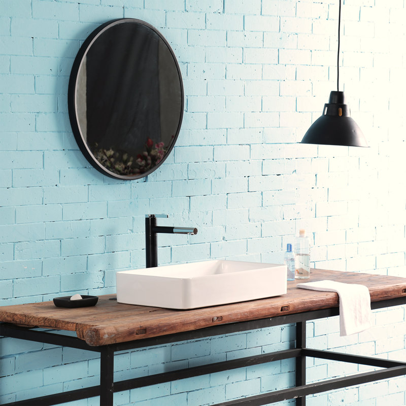 Lavabo de salle de bain rectangulaire en porcelaine vitreuse Samantha