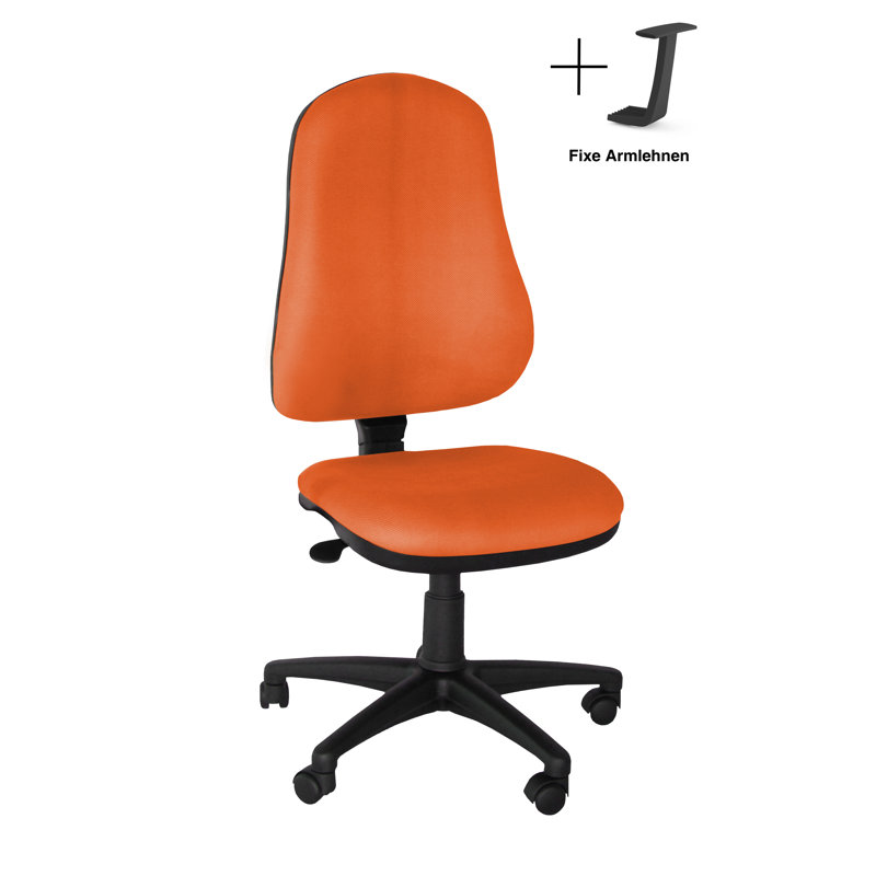 Polyester Blend Office Chair, Fixed armrests, Orange