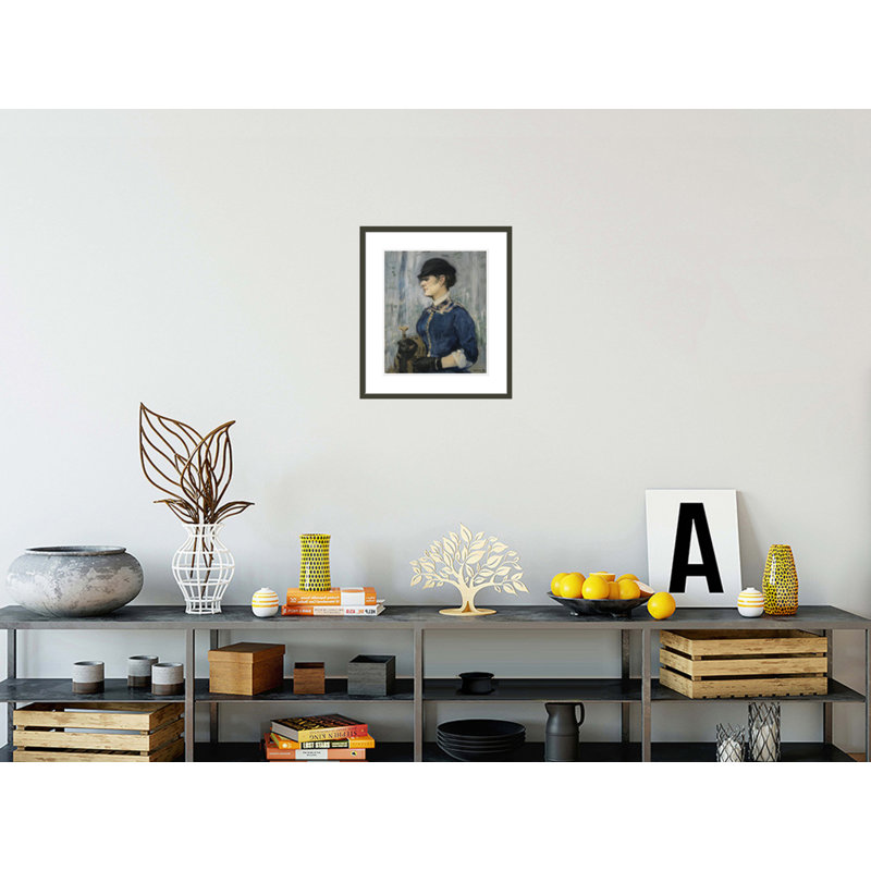 «Jeune femme au chapeau rond» par Édrede Manet, impression giclée sur cadre, H 20,14 po x l 17,75 po