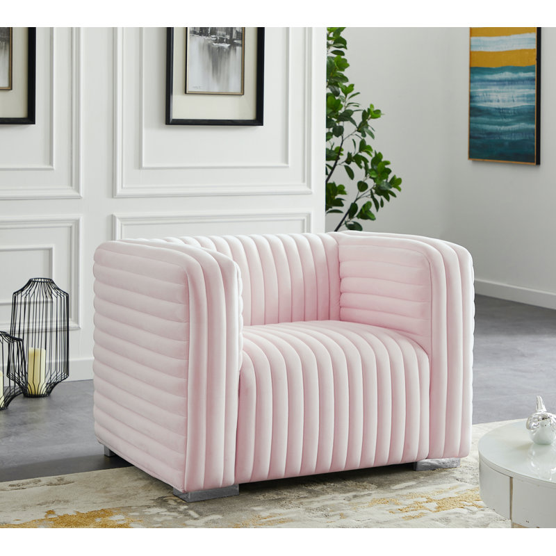 Fareid Velvet Armchair, Pink Velvet