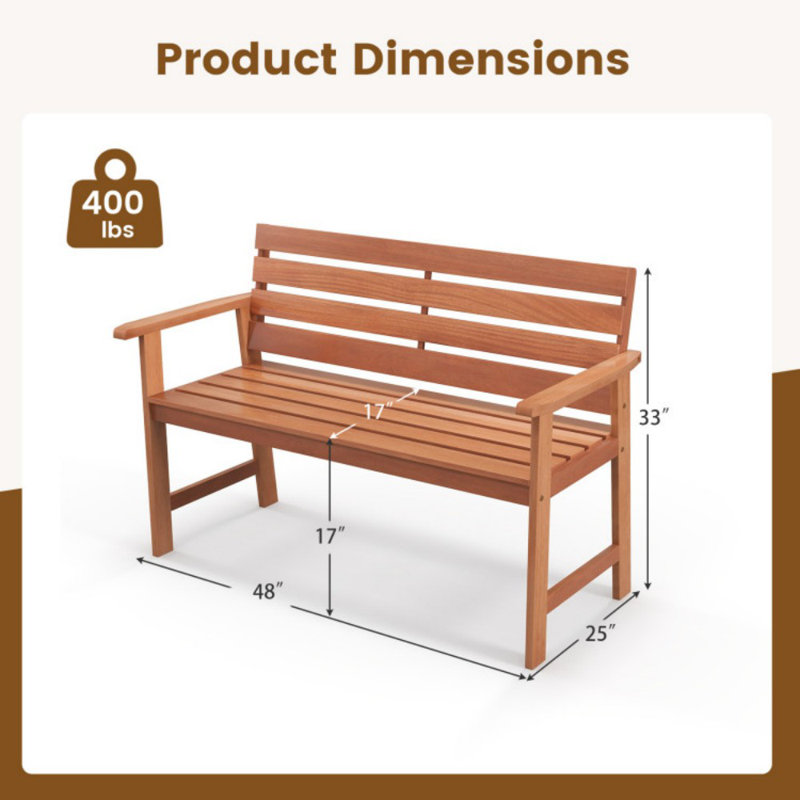 Eutil Solid Wood Outdoor Bench