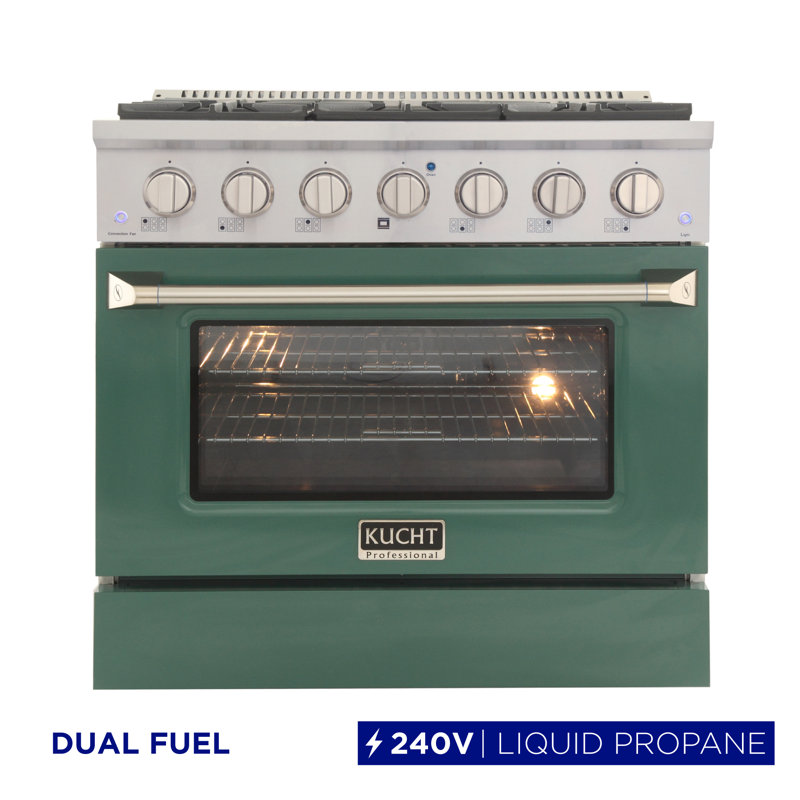 Kucht 36'' W Free Standing Range, Liquid Propane, Green