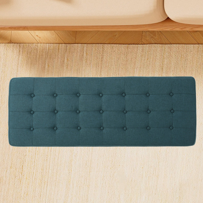 43.48" W Tufted Upholstered Bench, Teal