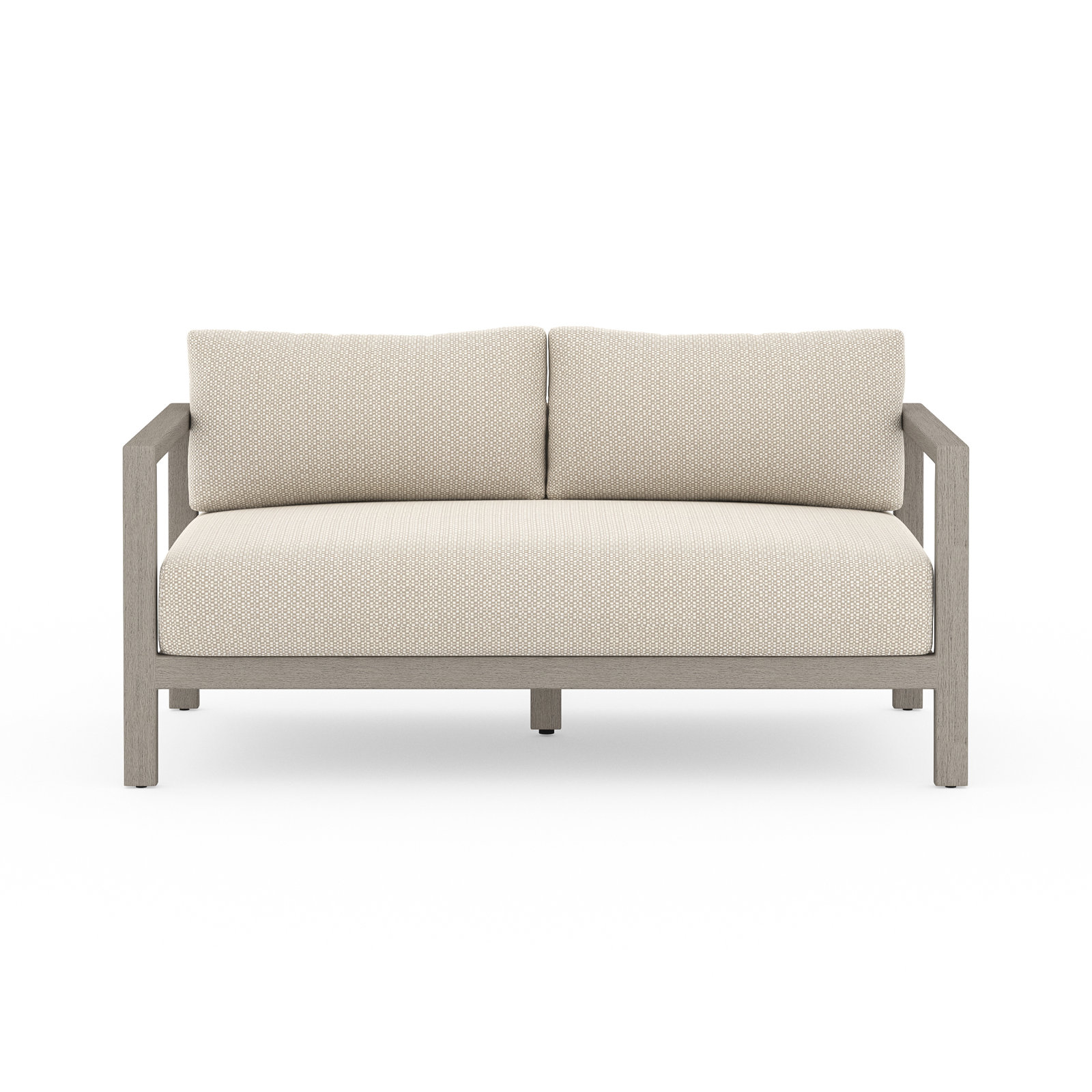 Cavani 59.75'' Wide Teak Loveseat with Cushions, Faye Sand, Weathered Gray