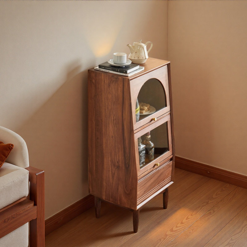 Petite armoire d'appoint avec couvercle en verre