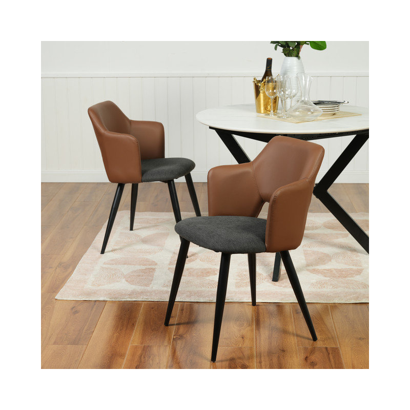 Mikkelson 48cm H Fabric Upholstered Armchair, Brown/Dark Grey