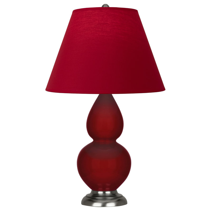 Petite lampe d'appoint à double gourde, Rouge / argent antique, Marron