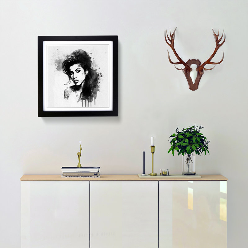 Amy Winehouse Ink Wash - Framed Print, Black