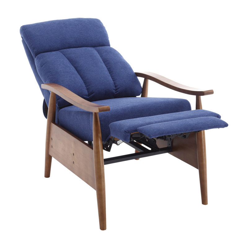 Fauteuil inclinable de salon - lin bleu, rembourrage épais et fauteuil confortable à fonction réglable pour coussin de siège