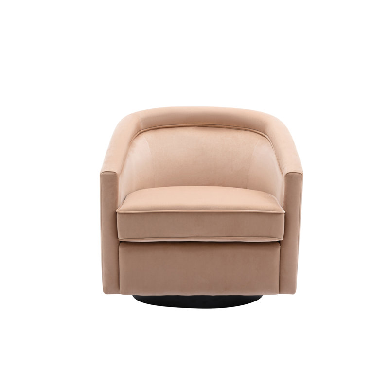 Aloisa Velvet Swivel Barrel Chair, Tan Velvet
