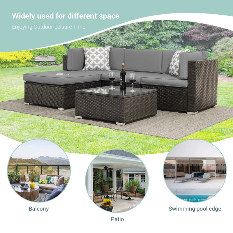 Modelle 4 - Person Modular Patio Conversation Set with Cushions, Grey